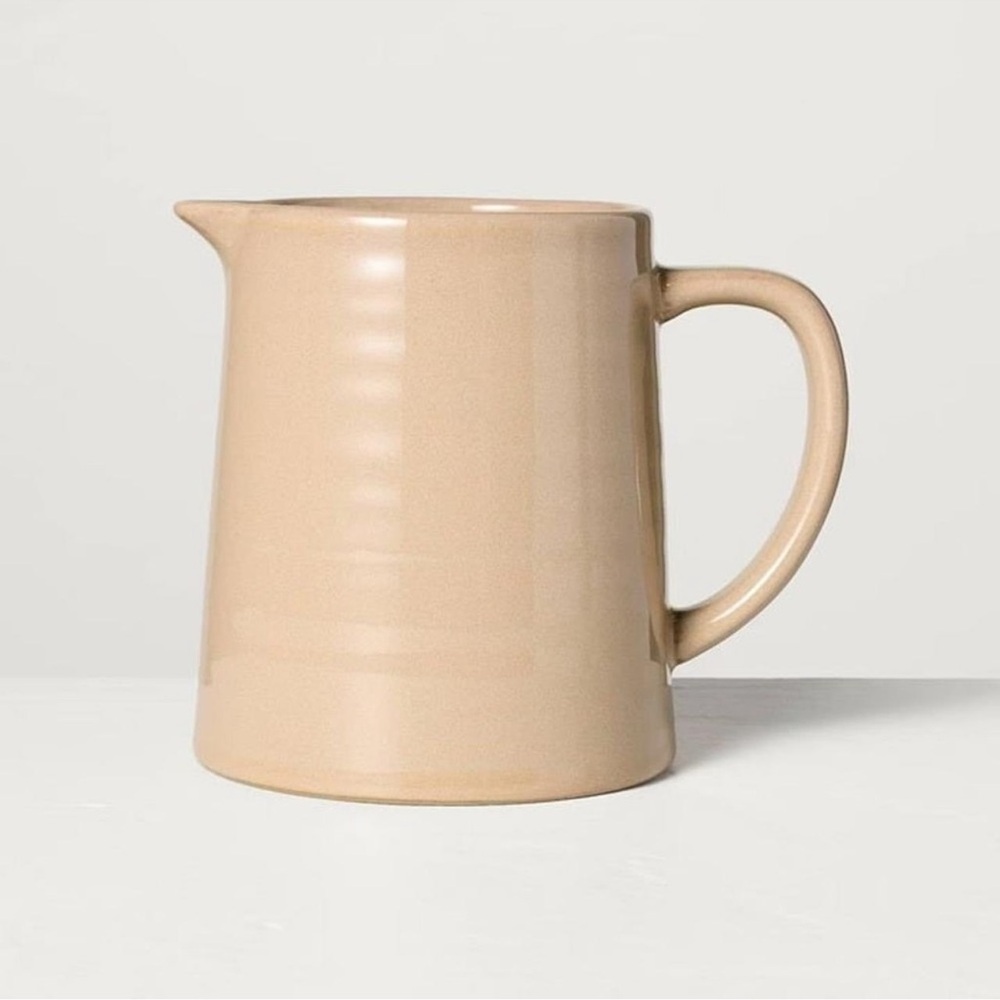 Hearth & Hand Stoneware Pitcher Beige Ceramic Farmhouse Kitchen Tableware NEW